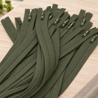CIERRE DESMONTABLE PLASTICO VERDE MILITAR 70CM